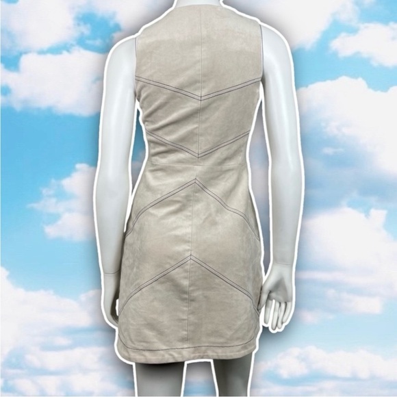 BCBGMAXAZRIA Alaina Faux Suede A-Line Zip Up Dress Mod Date Night Retro 60s - Picture 8 of 14